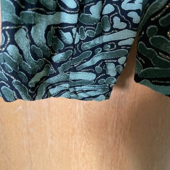 Devonshire Cream Green Swirl Golden Sparkle Pattern Blazer and Skirt AS-IS - Picture 7 of 14